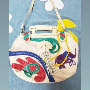 SOld Vintage 1980's Leather boho Elephant Bag